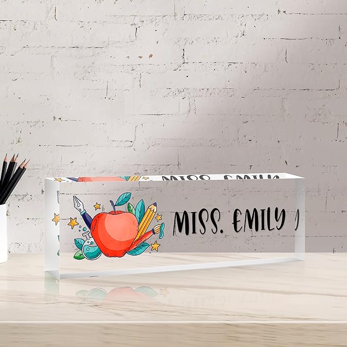 Personalized Desk Name Plate, Custom Acrylic Glass Name Plates by Custom