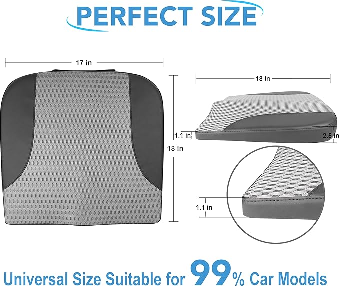 Car Seat Cushion, Comfortable Memory Foam Seat Pillow for Driving, Sciatica-Back Pain Relief, Cushion for Car-Truck, Office, Wheelchair - Black&Gray-DeskLoop Office