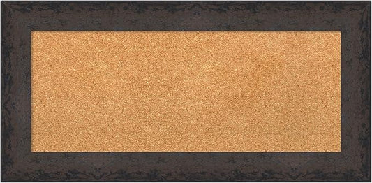 Amanti Art Natural Cork Board for Wall, 17x35 Vision Board with Black Wood Frame, Medium Corkboard Office Decor for Home Organization, Modern Corkboard Pinboard to Display Items for Home Organization-DeskLoop Office