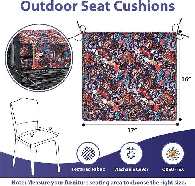 IPYNBAP Outdoor Chair Cushions Set of 4 -Waterproof Outdoor Seat Cushions - Image 6
