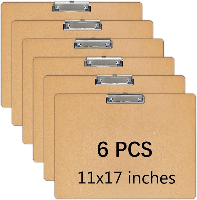 6 PCS Extra Large 11X17 Clipboard, Wood Cleats by SENJUNSAFE