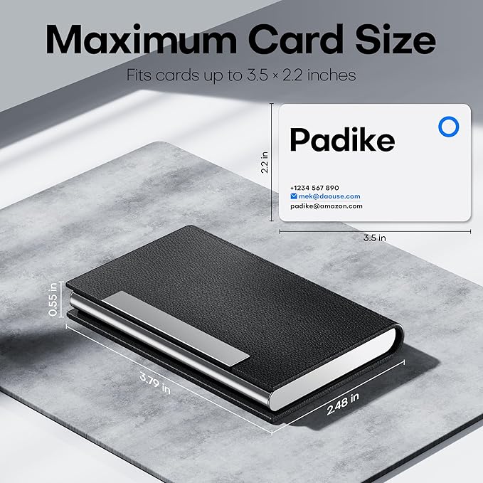 Padike Business Card Holder/ Case Professional PU Leather & Stainless Steel - Image 5