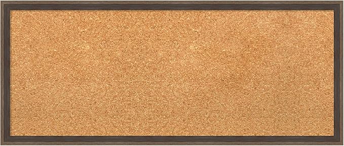 Amanti Art Natural Cork Board for Wall, 13x31 Vision Board with Brown Wood Frame, Medium Corkboard Office Decor for Home Organization, Modern Contemporary Corkboard Pinboard to display items for home-DeskLoop Office