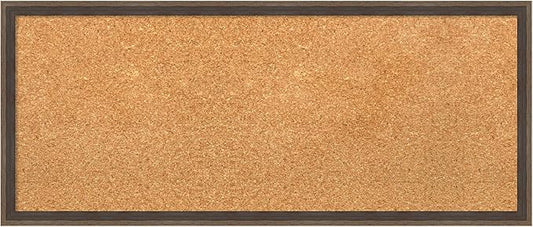 Amanti Art Natural Cork Board for Wall, 13x31 Vision Board with Brown Wood Frame, Medium Corkboard Office Decor for Home Organization, Modern Contemporary Corkboard Pinboard to display items for home-DeskLoop Office