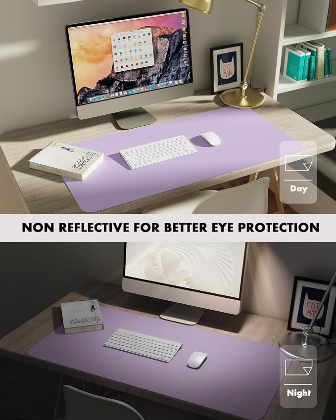 YSAGi Double-Sided Desk Pad, 23.6"x13.7"Leather Desk Mat, Eco Cork Desk Pad - Image 5