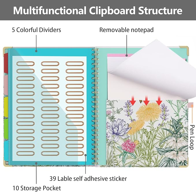 Clipboard Folio with Storage 8.5 X 11 Padfolio Notebook, Clipboards with - Image 3