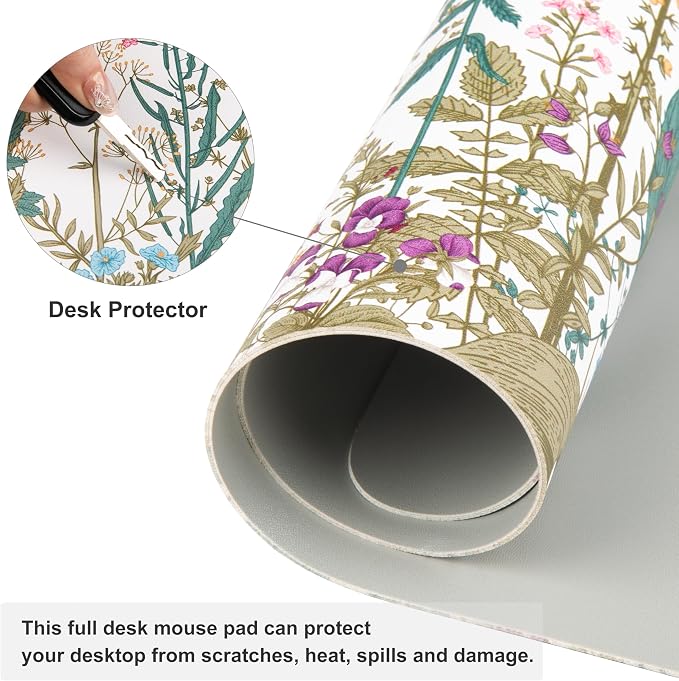 QIYI Large Mouse Pad, Floral Desk Mat - Image 4