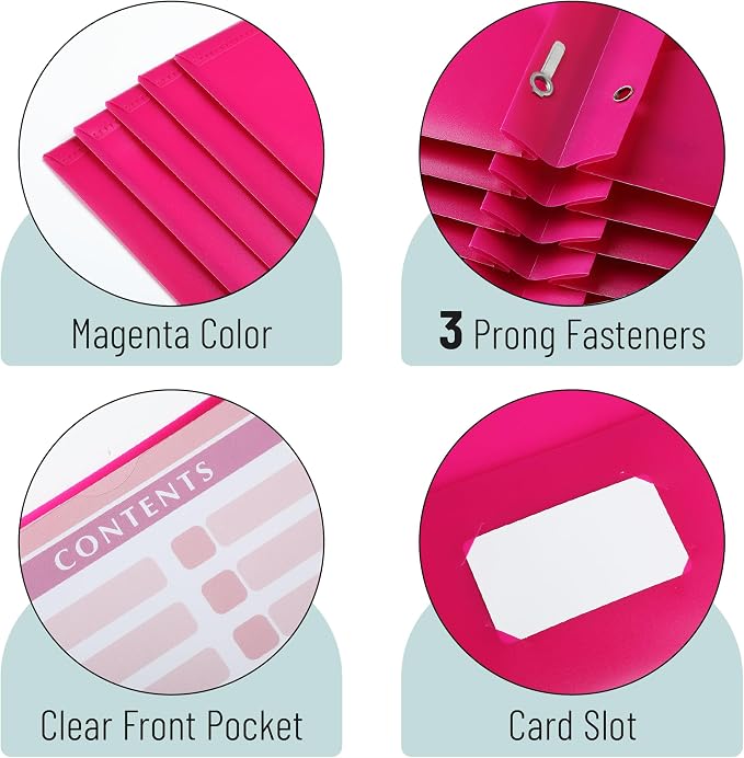 Mr. Pen- Plastic Folders with Pockets and Prongs, 24 Pack, Letter Size | Magenta - Image 4