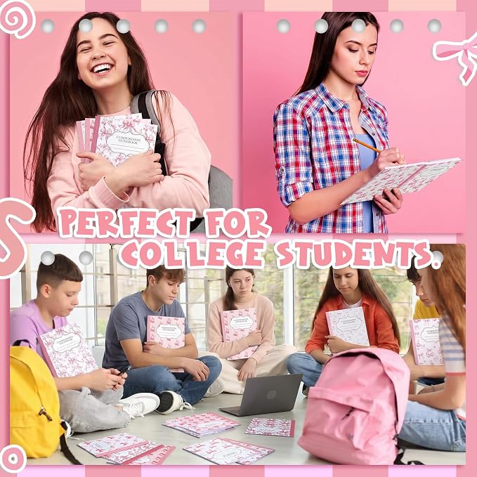 Fullhawl 6 Pack Composition Notebook College Ruled Bulk Pink Bow Composition - Image 3