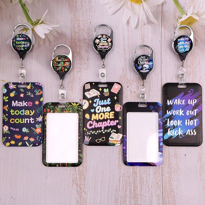 Quote ID Badge Holder Cute Flowers Retractable Badge Holder Reel - Image 2