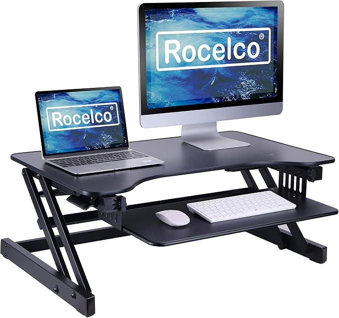 Rocelco 32" Height Adjustable Standing Desk Converter by Rocelco