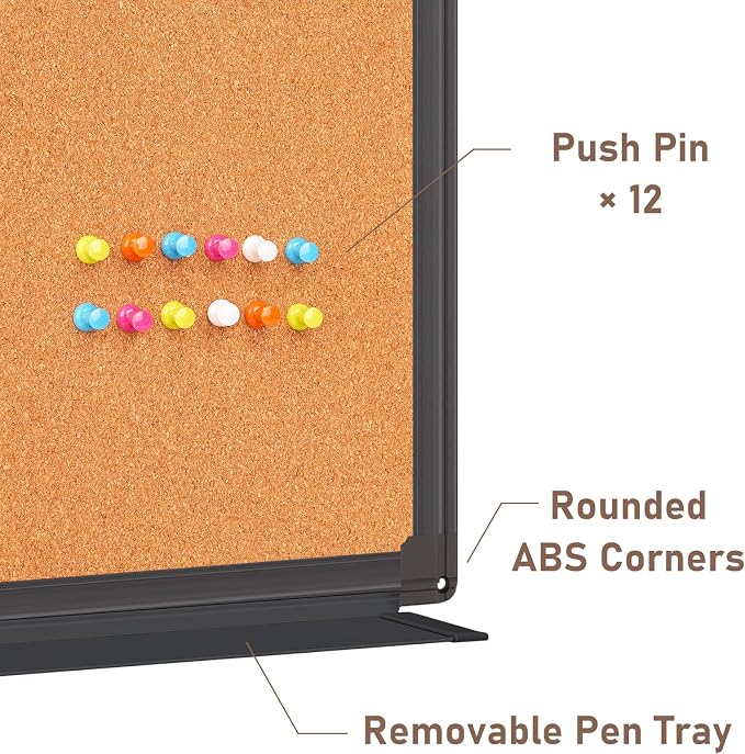 maxtek Combination White Board & Bulletin Cork Board 24 x 18 Whiteboard Magnetic - Image 4