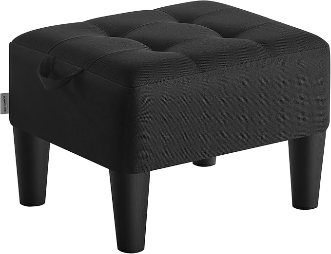 SONGMICS Foot Stool with Legs, Small Footstool Ottoman, Linen-Look Fabric Seat by Unknown