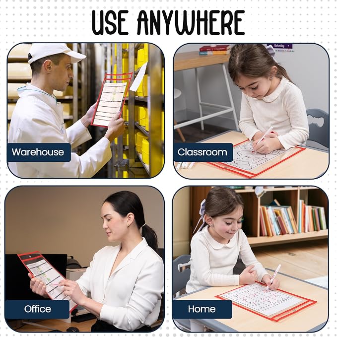 Essex Wares - 6 Pack, Dry Erase Pocket Document Protectors, Water-Resistant & - Image 5