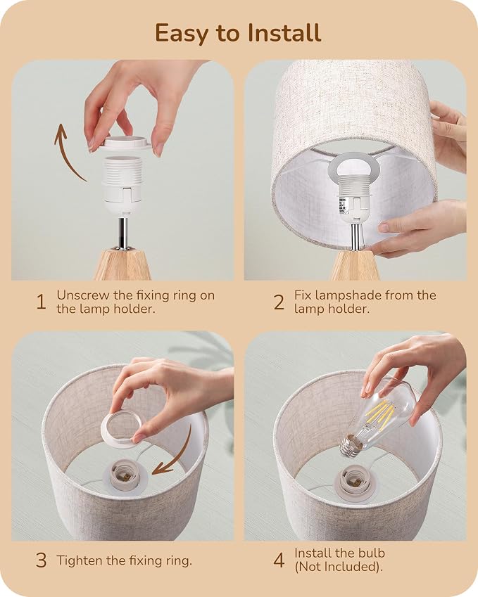 EDISHINE Small Table Lamp, Boho Bedside Lamp - Image 4