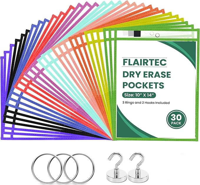 30-Pack Dry Erase Pockets – 10x14 Heavy Duty Sleeves by Unknown