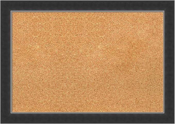 Amanti Art Natural Cork Board for Wall, 19x27 Vision Board with Black Wood Frame, Medium Corkboard Office Decor for Home Organization, Modern Contemporary Corkboard Pinboard to display items for home-DeskLoop Office