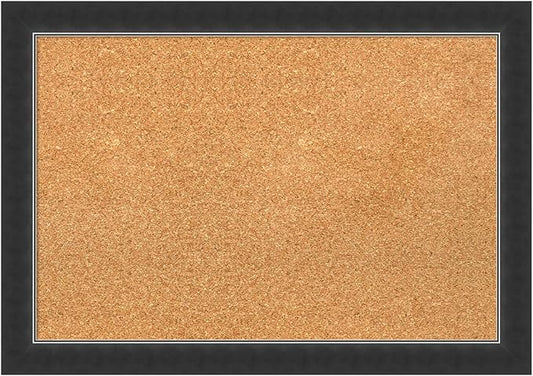 Amanti Art Natural Cork Board for Wall, 19x27 Vision Board with Black Wood Frame, Medium Corkboard Office Decor for Home Organization, Modern Contemporary Corkboard Pinboard to display items for home-DeskLoop Office