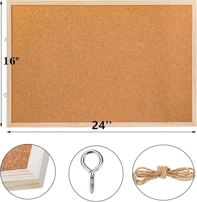 Lyellfe 3 Pack Cork Boards for Walls, Push Pins, Thick Notice Board for Office - Image 2