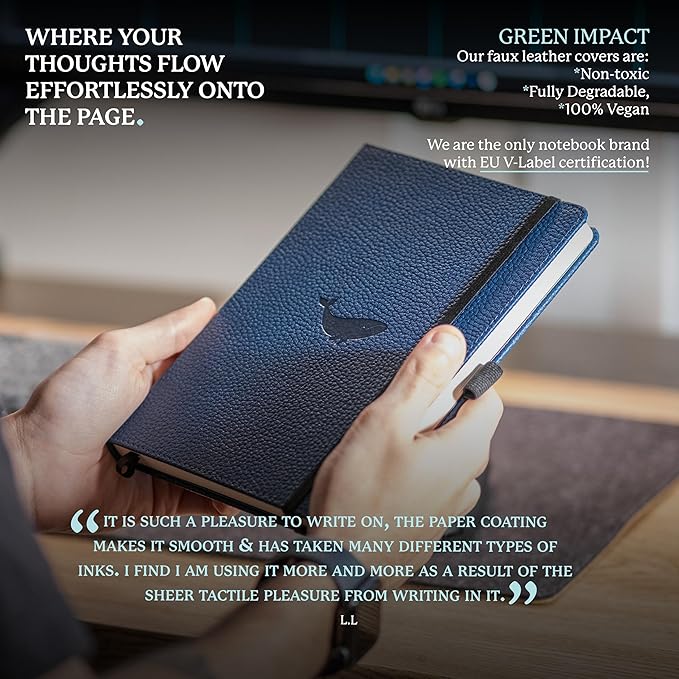 Dingbats* Wildlife Lined Writing Journal Notebook A5 - Vegan Leather Hardcover - Ideal for Work, Travel - Pocket, Elastic Closure, & Bookmark-DeskLoop Office