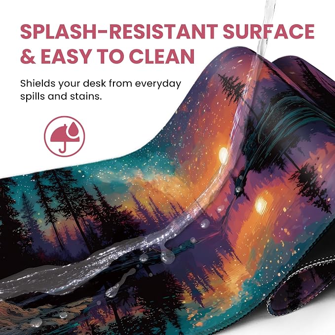 Aesthetic Desk Mat, Cute Aurora Lake Desk Pad Protector - Image 5