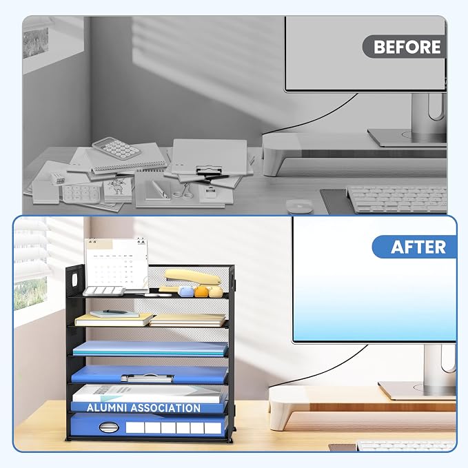 Daltack 6 Tier Paper Organizer for Desk, Paper Letter Tray Organizer for Desks - Image 7