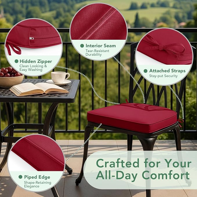 Outdoor Chair Cushions Set of 2: Waterproof & Fade Resistant Patio Furniture - Image 4