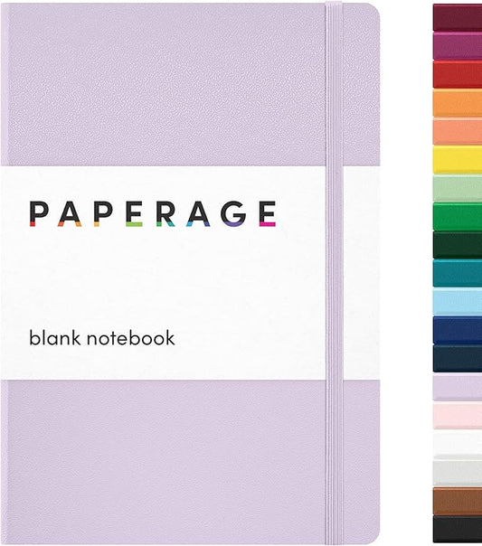 PAPERAGE Blank Journal Notebook, (Lavender), 160 Pages, Medium 5.6 in x 8 in - 100 GSM Thick Paper – Hardcover Journaling Notebook for Work, School, Note Taking or Sketching-DeskLoop Office