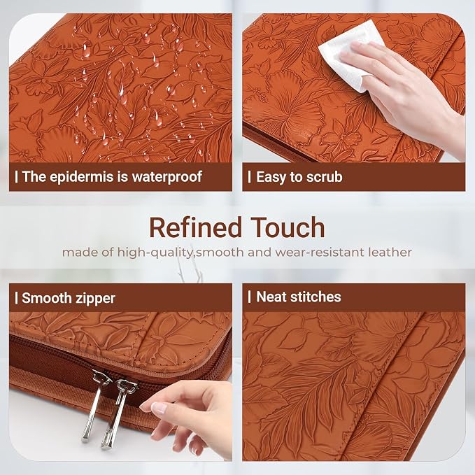 Embossed Faux Leather Zippered Padfolio - Image 4