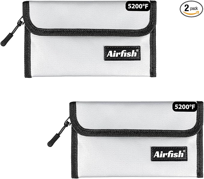 Fireproof Money Wallet, 5 x 8 inches, Waterproof Cash Wallet by Airfish