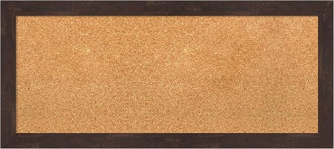 Amanti Art Natural Cork Board for Wall, 15x33 Vision Board with Brown Wood Frame, Medium Corkboard Office Decor for Home Organization, Rustic Farmhouse Corkboard Pinboard to display items for home-DeskLoop Office