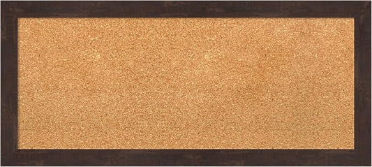 Amanti Art Natural Cork Board for Wall, 15x33 Vision Board with Brown Wood Frame, Medium Corkboard Office Decor for Home Organization, Rustic Farmhouse Corkboard Pinboard to display items for home-DeskLoop Office