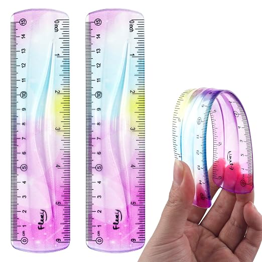 2 PCS 6 Inch Flexible Ruler, Bendable Plastic Ruler, Soft Bendable Gradient by Unknown