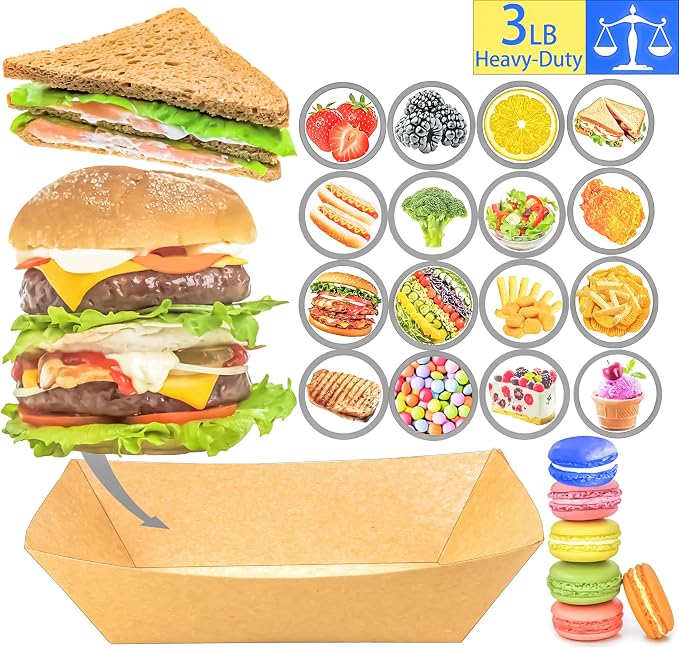 200 Pack 3LB Paper Food Boat Trays Disposable Paper Boat Containers, Heavy Duty - Image 6