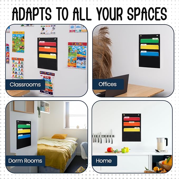 Essex Wares - 3 Pocket File Pocket Chart, and More - Wall Folder Organizer - 3 - Image 5