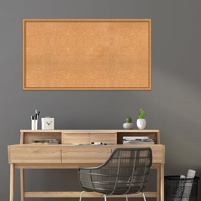 Amanti Art Natural Cork Board for Wall, 30x54 Vision Board with Bronze Frame, Oversize Corkboard Office Decor for Home Organization, Casual Corkboard Pinboard to Display Items for Home Organization-DeskLoop Office