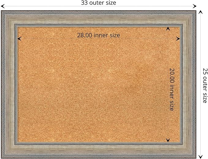 Amanti Art Natural Cork Board for Wall, 25x33 Vision Board with Silver Wood Frame, Medium Corkboard Office Decor for Home Organization, Traditional Corkboard Pinboard to display items for home-DeskLoop Office