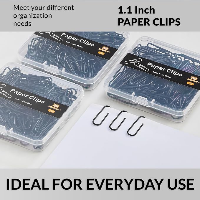 NEEWAY Small Paper Clips, 1.1 Inch Vinly Coated Colored Paperclips, 3 Pack of - Image 6