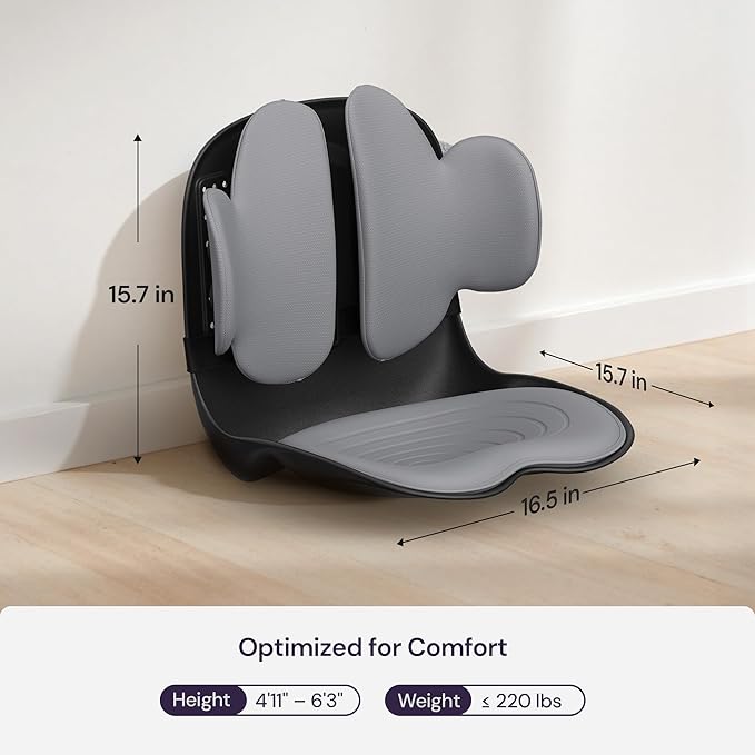3D Lumbar Support Seat Cushion – Patented Spine Alignment Ergonomic Posture Corrector, Breathable Mesh & EVA Foam, Portable for Home, Office, Meditation, Gaming, Outdoor 16.5" W × 15.7" D-DeskLoop Office