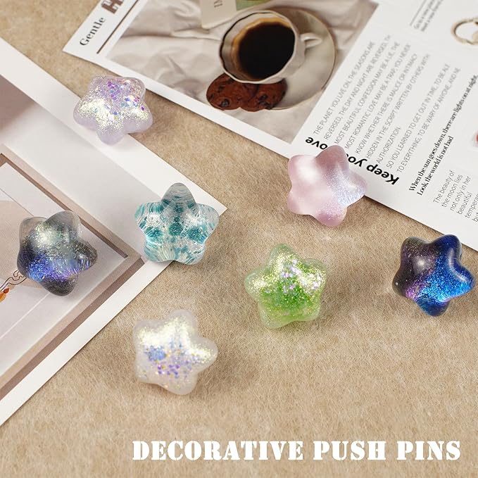 36 Colored Star Push Pins, Cute Push Pins Thumbtacks - Image 3
