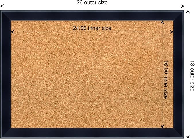 Amanti Art Natural Cork Board for Wall, 18x26 Vision Board with Black Wood Frame, Medium Corkboard Office Decor for Home Organization, Modern Contemporary Corkboard Pinboard to display items for home-DeskLoop Office