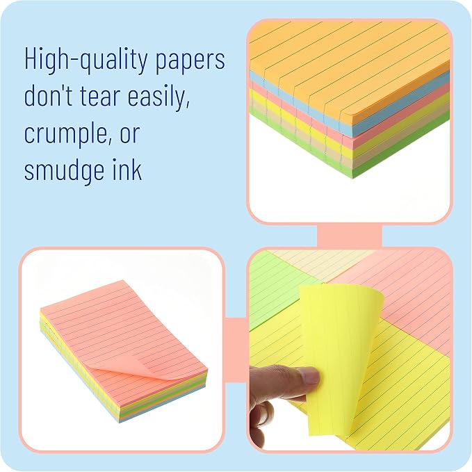 Mr. Pen- Lined Sticky Notes, 6 Pads, 45 Sheets/Pad, Pastel Color | Sticky Notes - Image 4