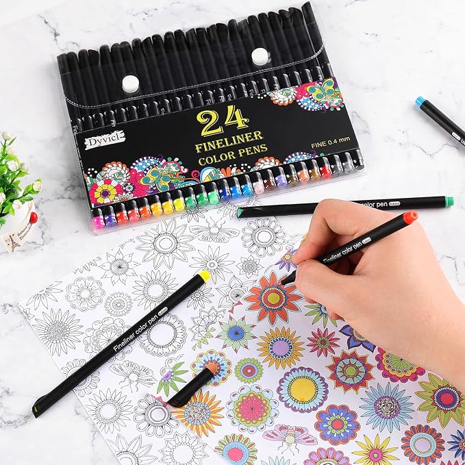 Dyvicl Journal Planner Pens Colored Pens, 24 Colors 0.4mm Fineliner Pen Set - Image 5