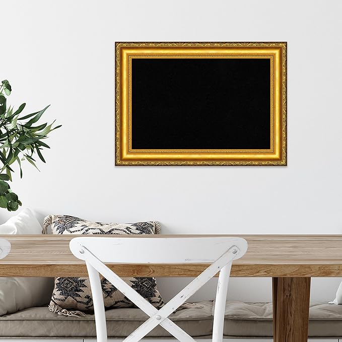Amanti Art Black Cork Board for Wall, 16x22 Vision Board with Gold Wood Frame, Small Corkboard Office Decor for Home Organization, Traditional Corkboard Pinboard to Display Items for Home-DeskLoop Office