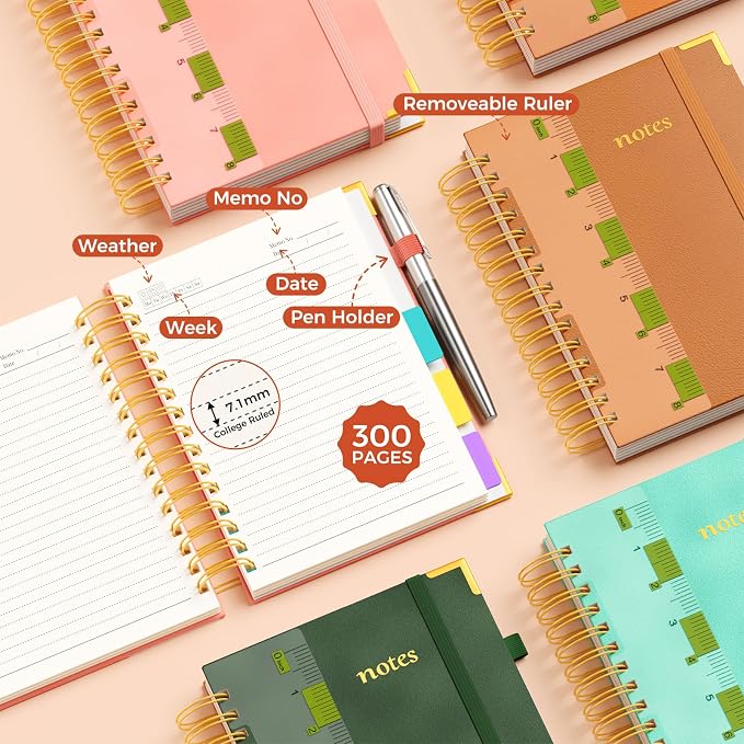 XYark A5 Hardcover Spiral Notebook, 6.3"x8.5" College Ruled Notebooks - Image 6