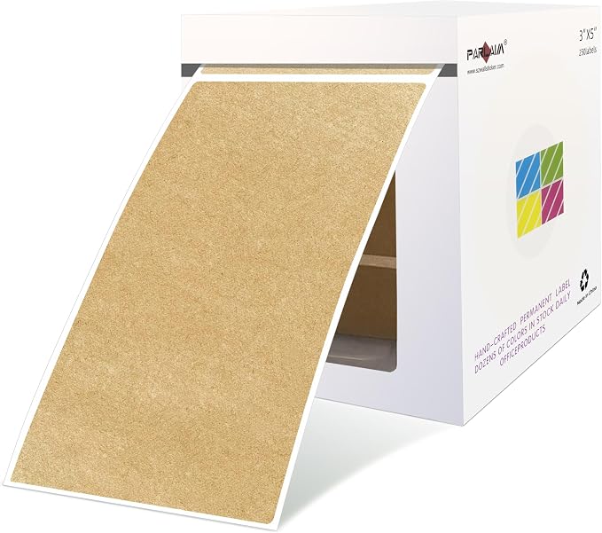 PARLAIM 5 X 3 inch Natural Brown Kraft Paper Inventory Labels Rectangle Color by PARLAIM