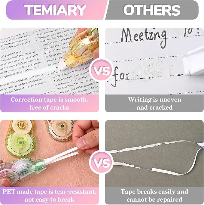 Temiary 6 Pcs Correction Tapes for Instant Corrections, Aesthetic Tape for - Image 4