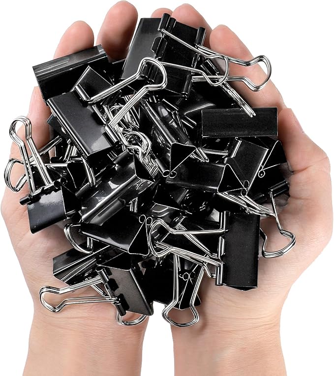 300 Pack Medium Binder Clip, 1-1/4 Inch Metal Black Fold Back Clips, Standard Paperwork Clamp Bulk for School Teacher Student, Business Office Home-DeskLoop Office