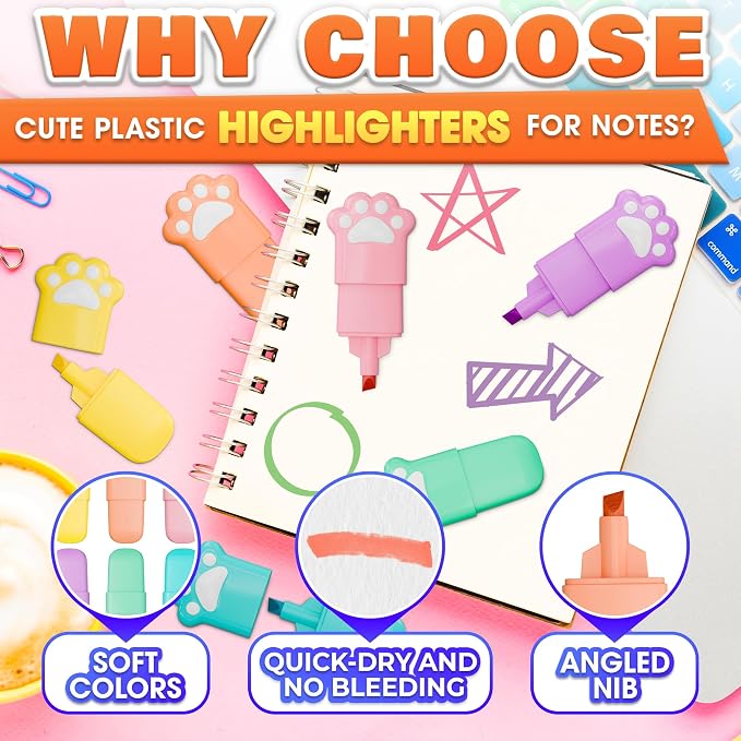 6-Pack Cute Highlighters Pastel Set – Mini Highlighters Bulk - Image 3