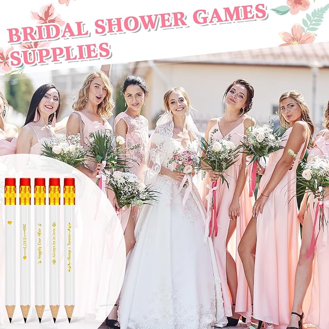 Crtiin 50 Pcs Bridal Shower Games Pencils Pre Sharpened Wedding Half Golf - Image 7